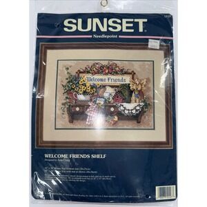 Vintage Sunset Needlepoint Kit Welcome Friends Shelf By Ann Craig 1997 12127
